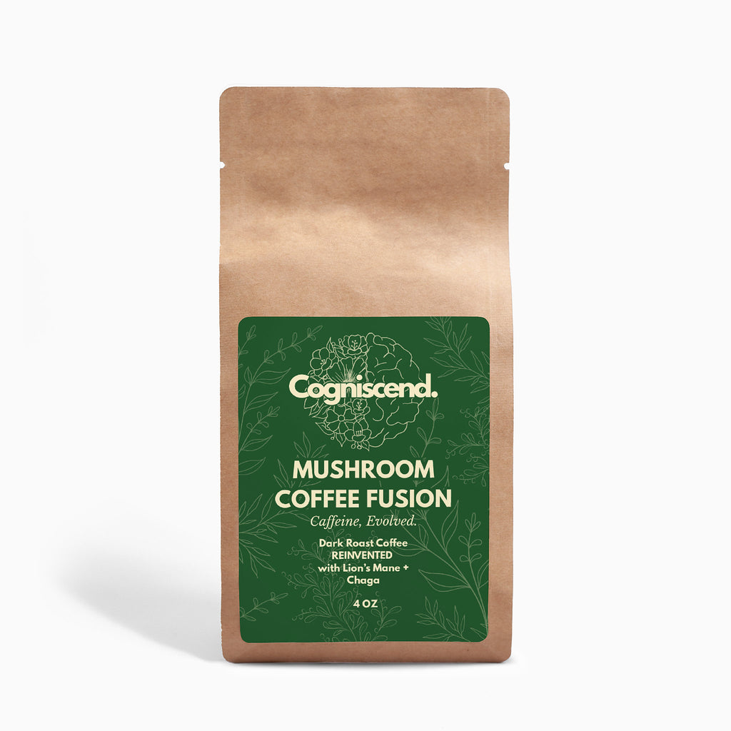 Cogniscend Mushroom Coffee Fusion 4oz package on a white background
